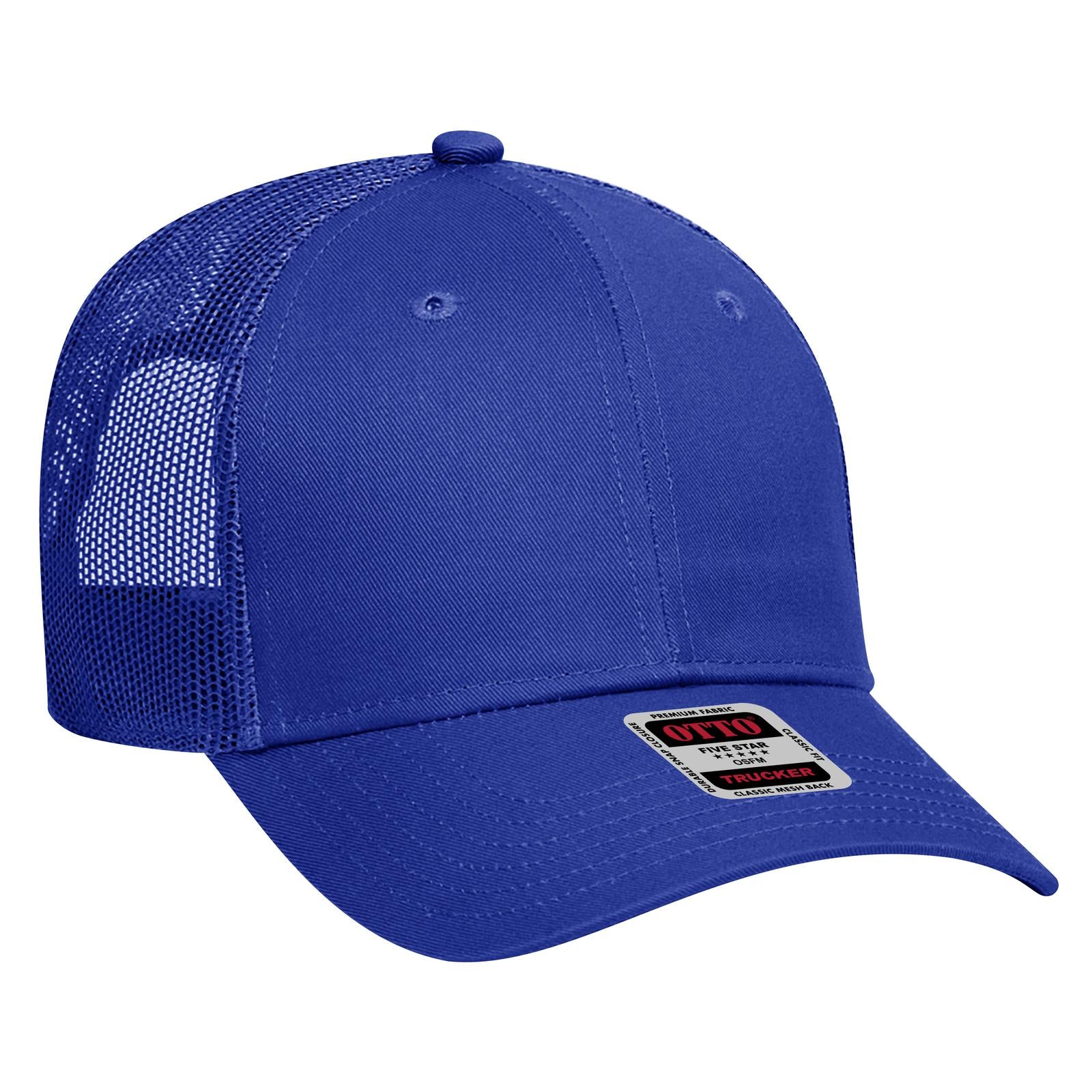 Front View of 001 - Royal OTTO CAP 6 Panel Low Profile Mesh Back Trucker Hat