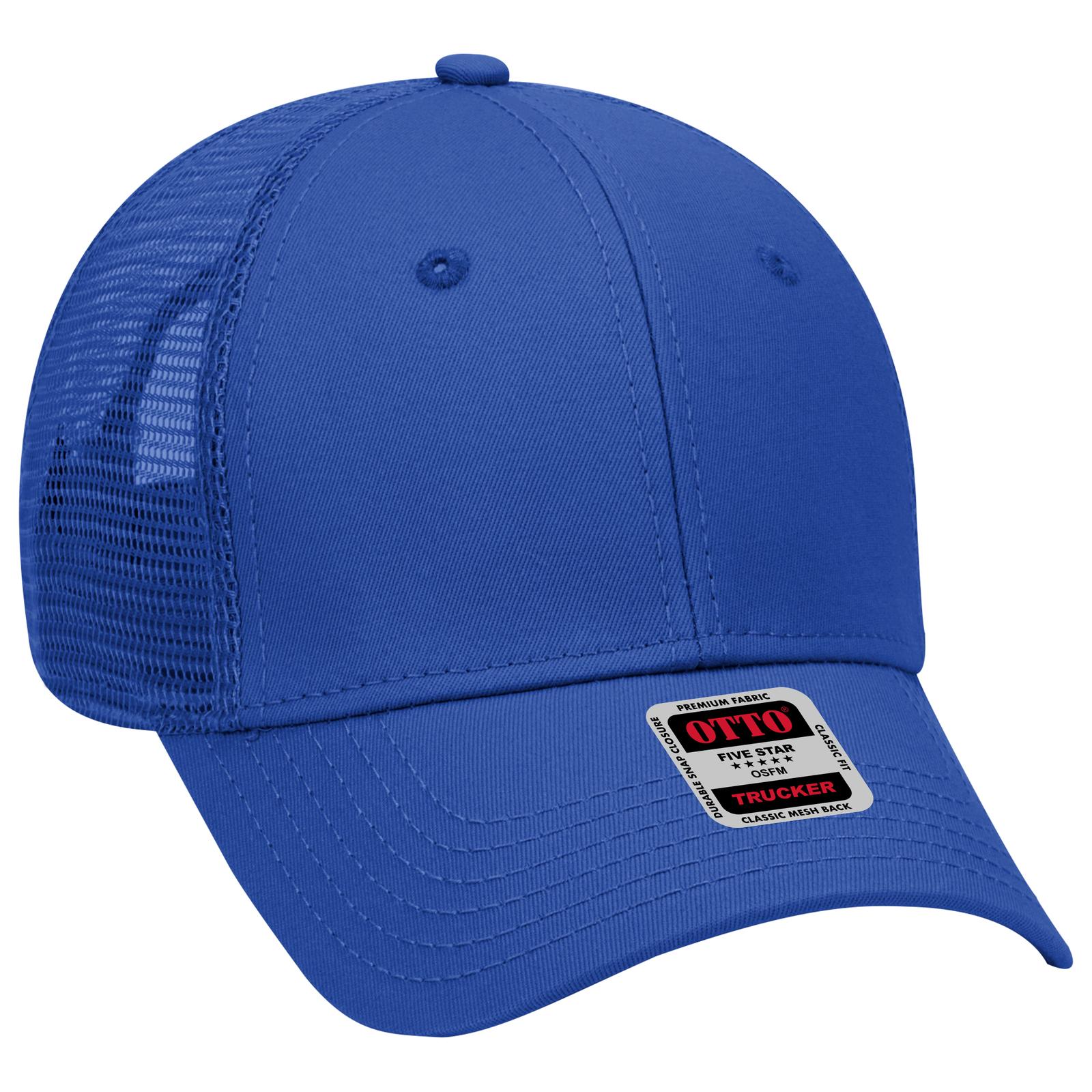Front View of 001 - Royal OTTO CAP 6 Panel Low Profile Mesh Back Trucker Hat
