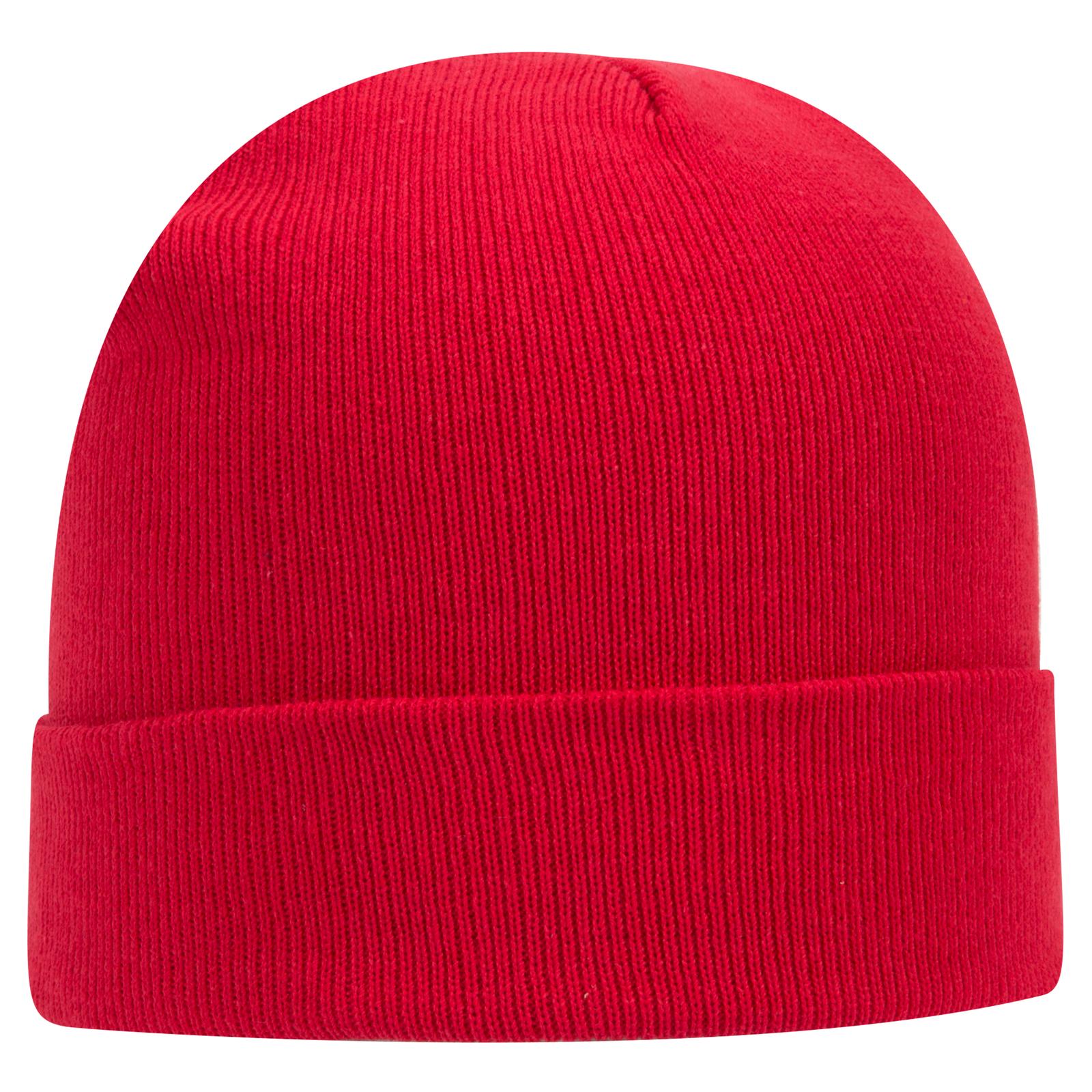 Front View of 002 - Red OTTO CAP 12" Classic Knit Beanie w/ Cuff