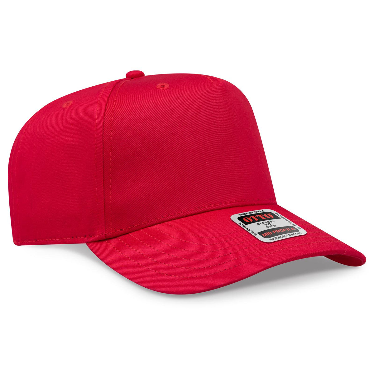 Right View of 002 - Red OTTO CAP 5 Panel Mid Profile Baseball Cap