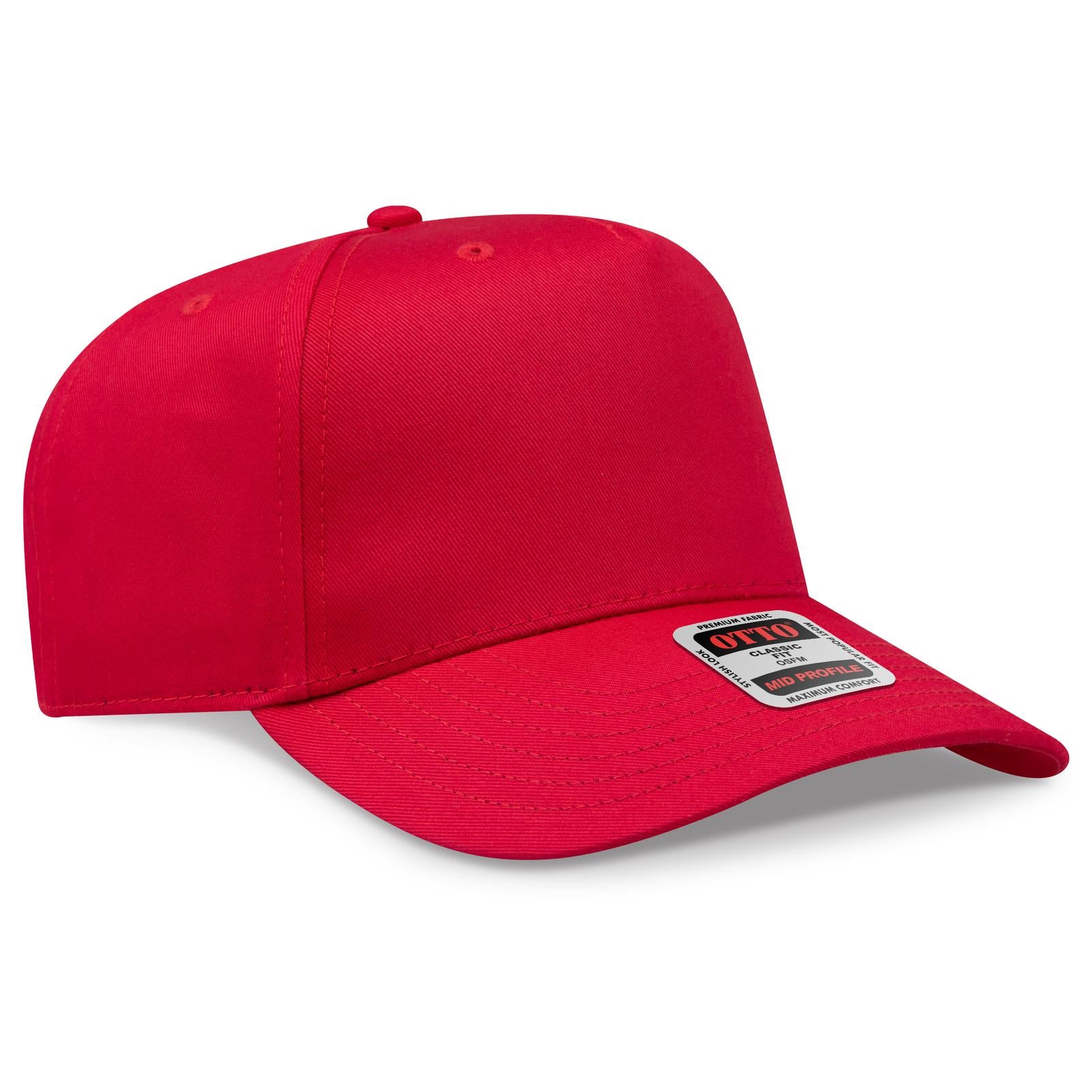 Right View of 002 - Red OTTO CAP 5 Panel Mid Profile Baseball Cap
