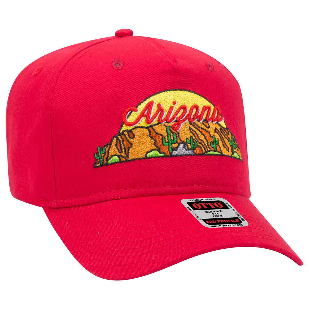 Right View of 002 - Red OTTO CAP 5 Panel Mid Profile Baseball Cap