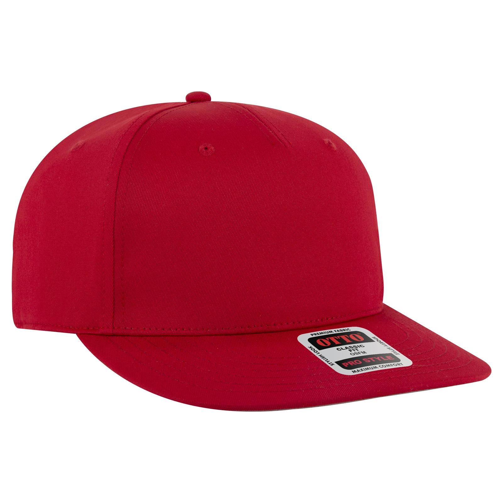 Right View of 002 - Red OTTO CAP 5 Panel Pro Style Baseball Cap