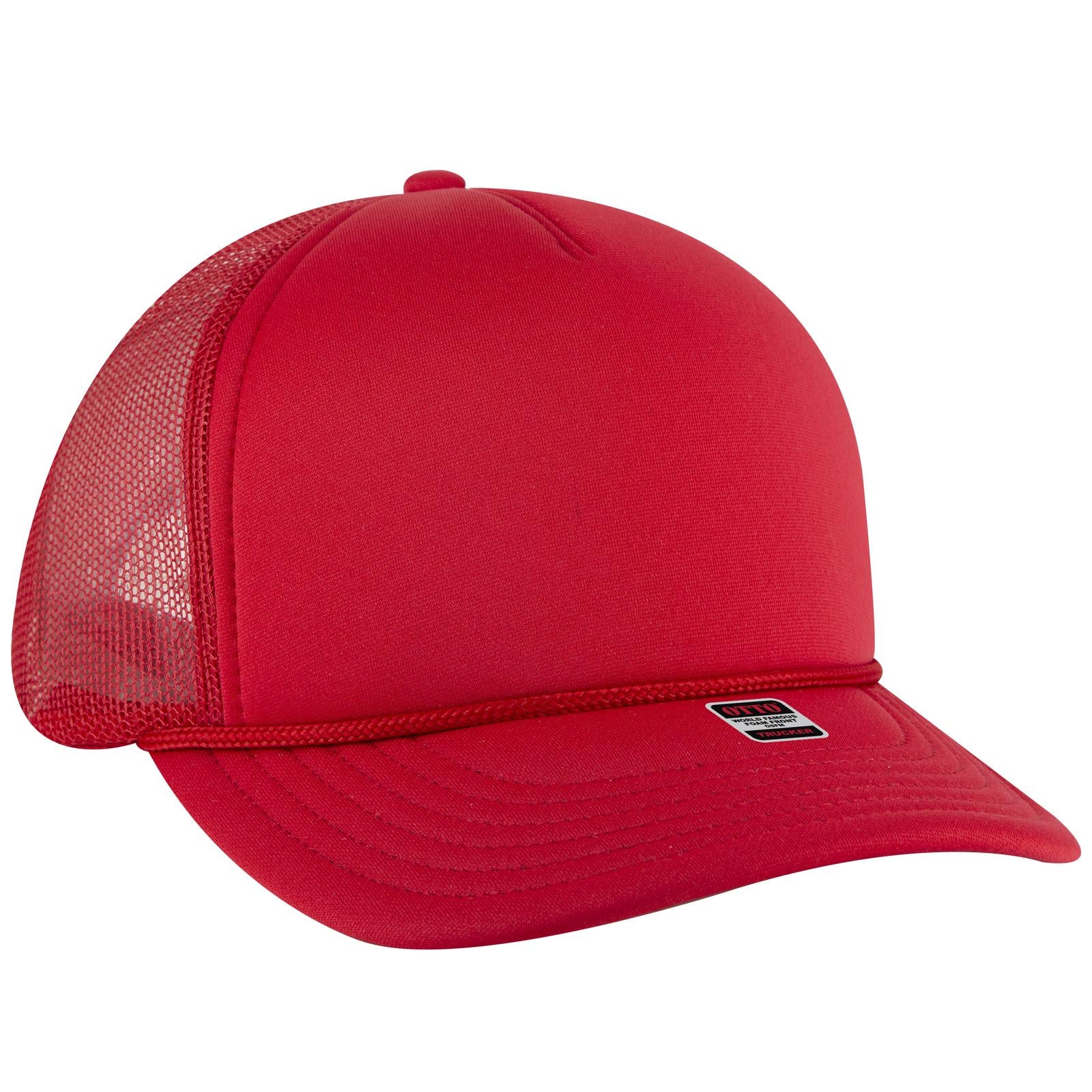 Right View of 002 - Red OTTO CAP 5 Panel Pro Style Mesh Back Trucker Hat