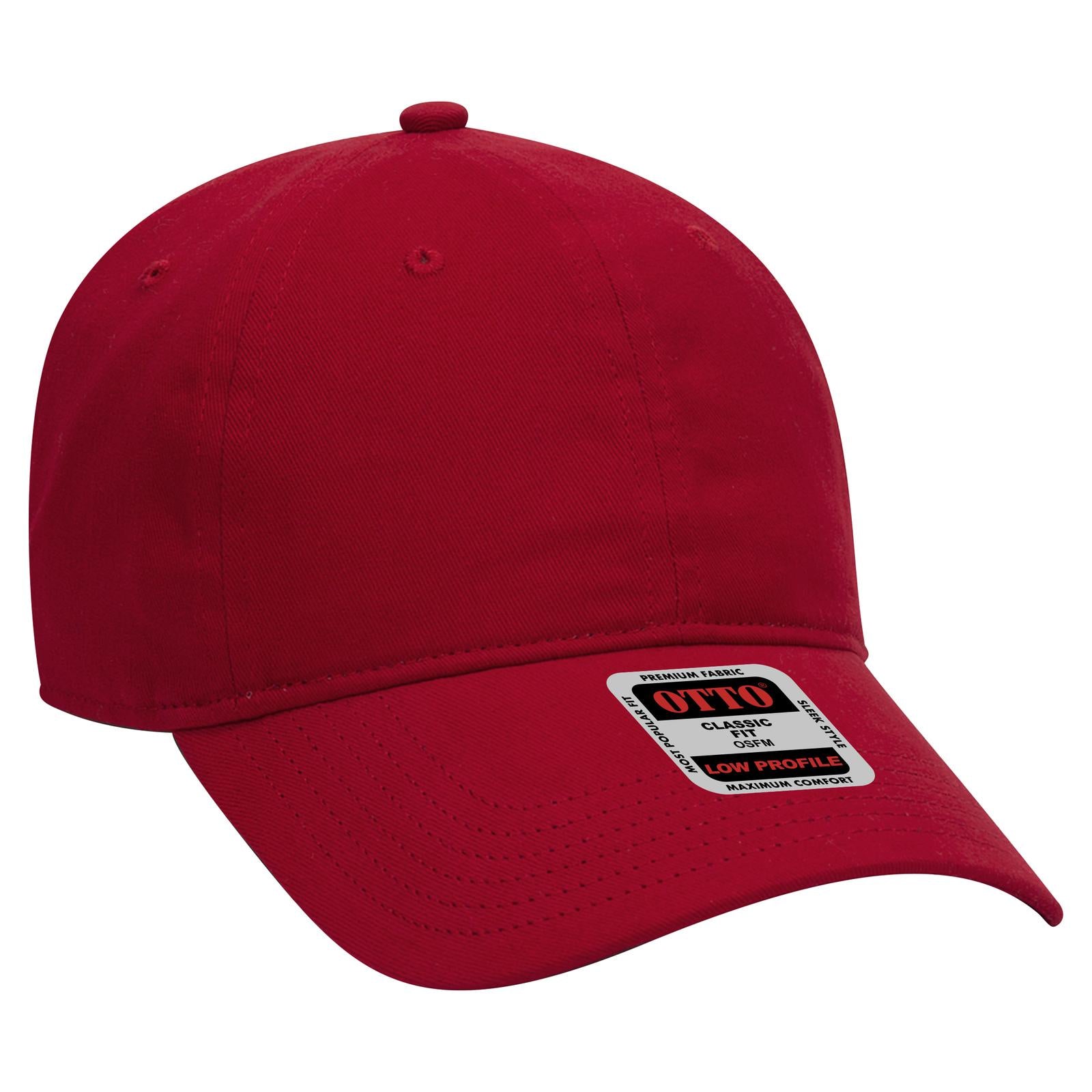 Front View of 002 - Red OTTO CAP 6 Panel Low Profile Baseball Cap
