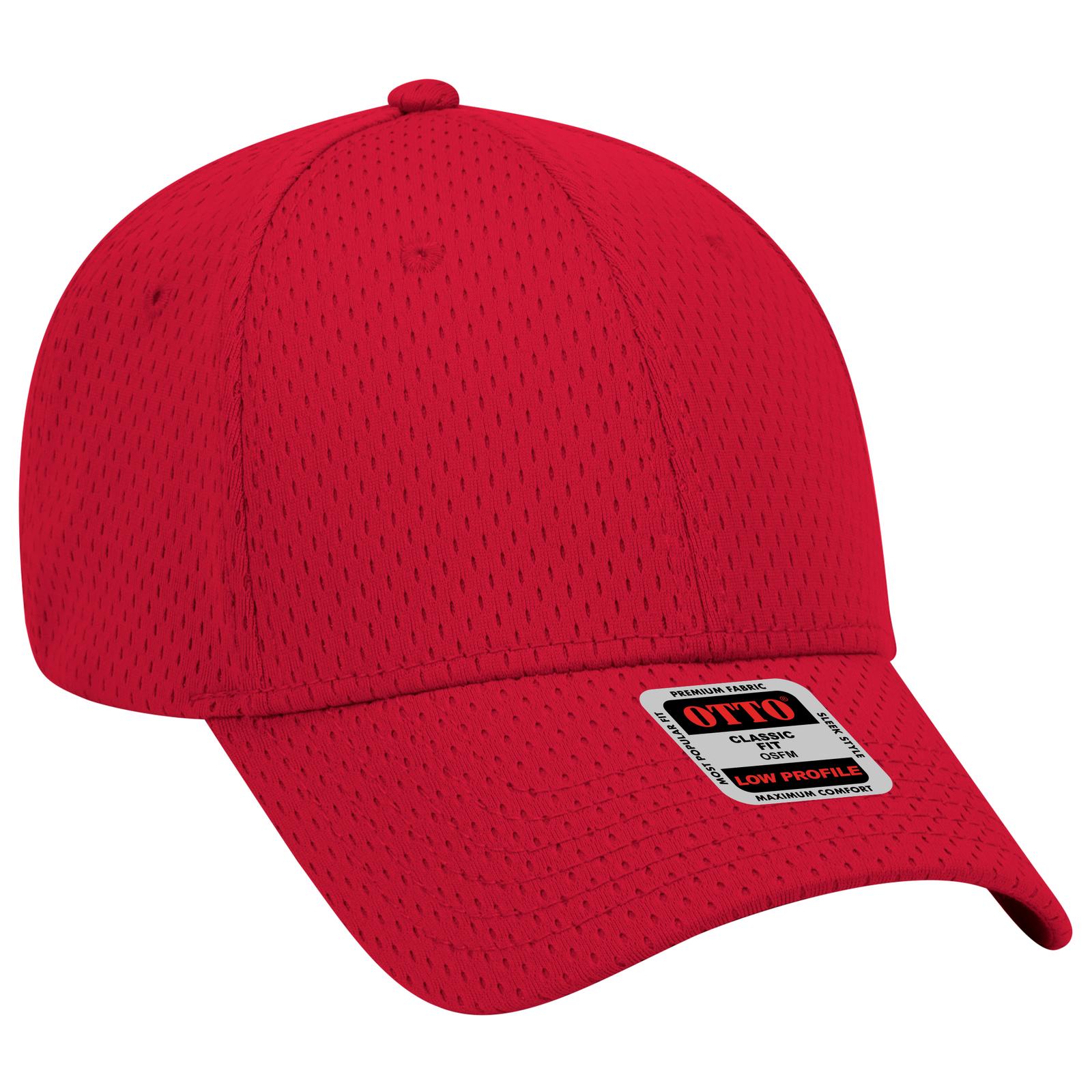 Front View of 002 - Red OTTO CAP 6 Panel Low Profile Baseball Cap