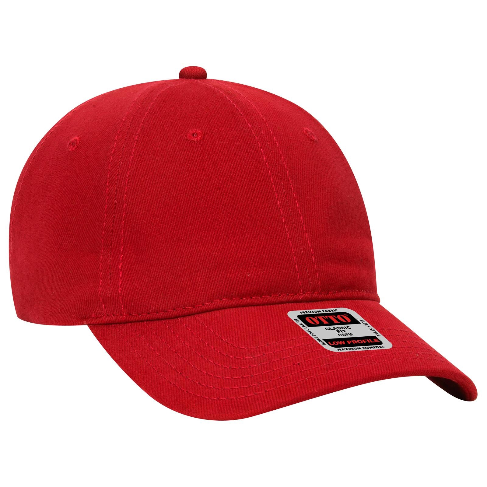 Front View of 002 - Red OTTO CAP 6 Panel Low Profile Baseball Cap