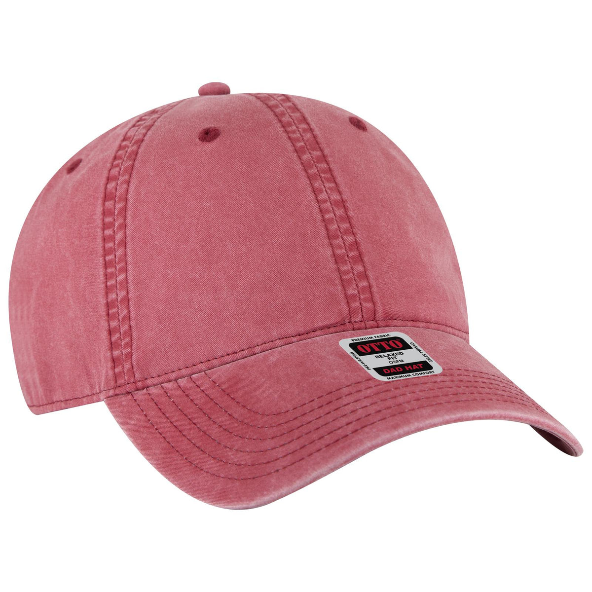 Right View of 002 - Red OTTO CAP 6 Panel Low Profile Dad Hat