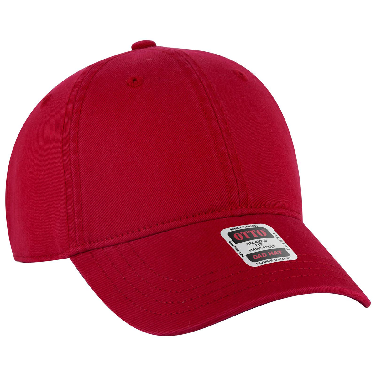 Right View of 002 - Red OTTO CAP 6 Panel Low Profile Dad Hat