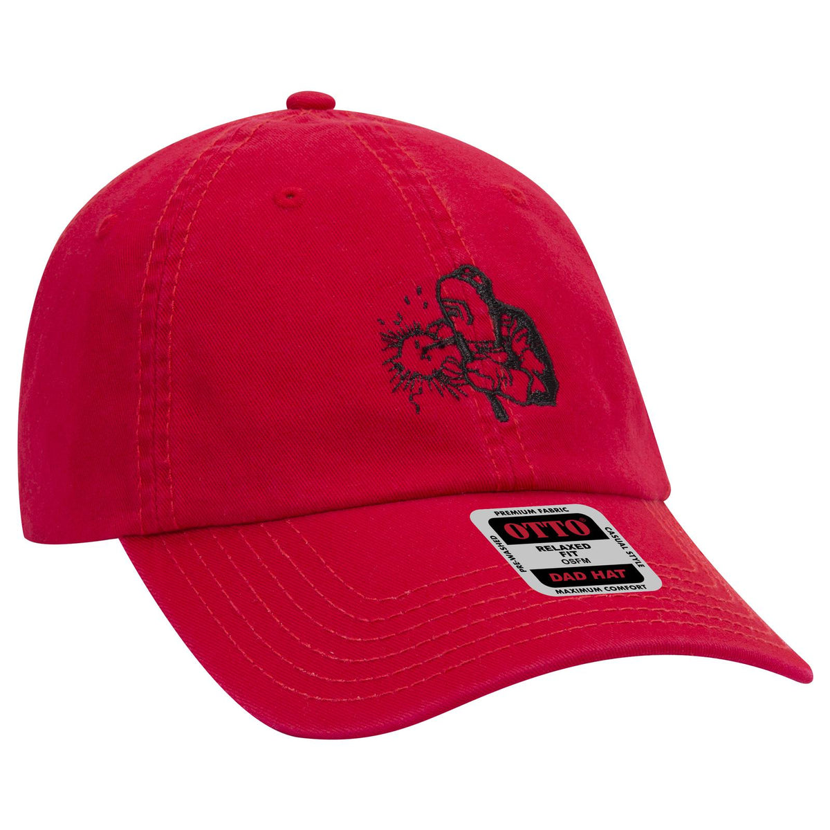 Right View of 002 - Red OTTO CAP 6 Panel Low Profile Dad Hat