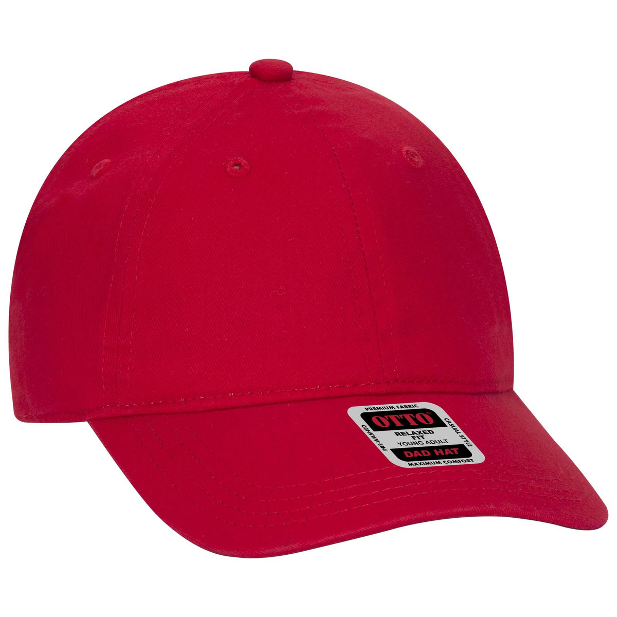Right View of 002 - Red OTTO CAP 6 Panel Low Profile Dad Hat