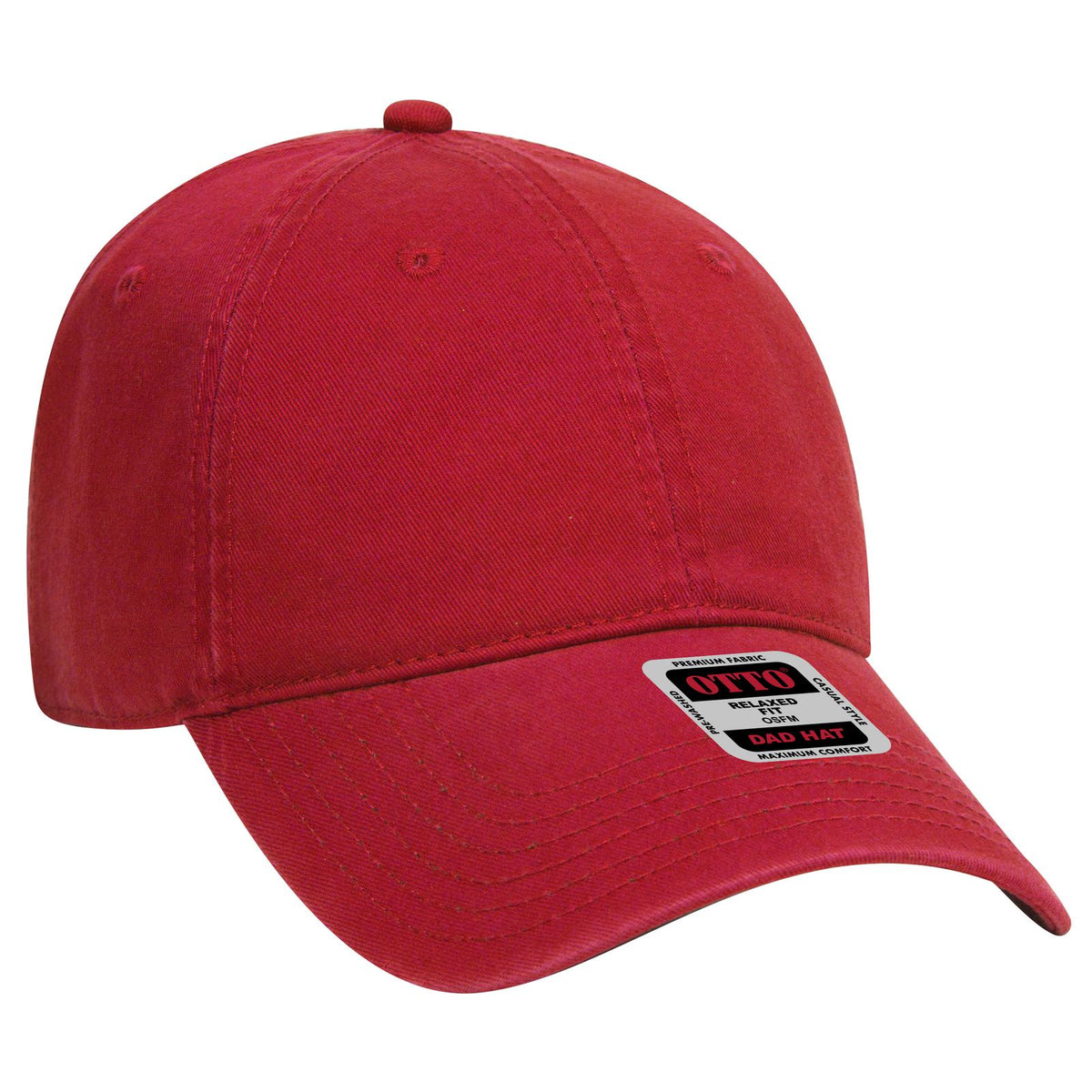 Right View of 002 - Red OTTO CAP 6 Panel Low Profile Dad Hat