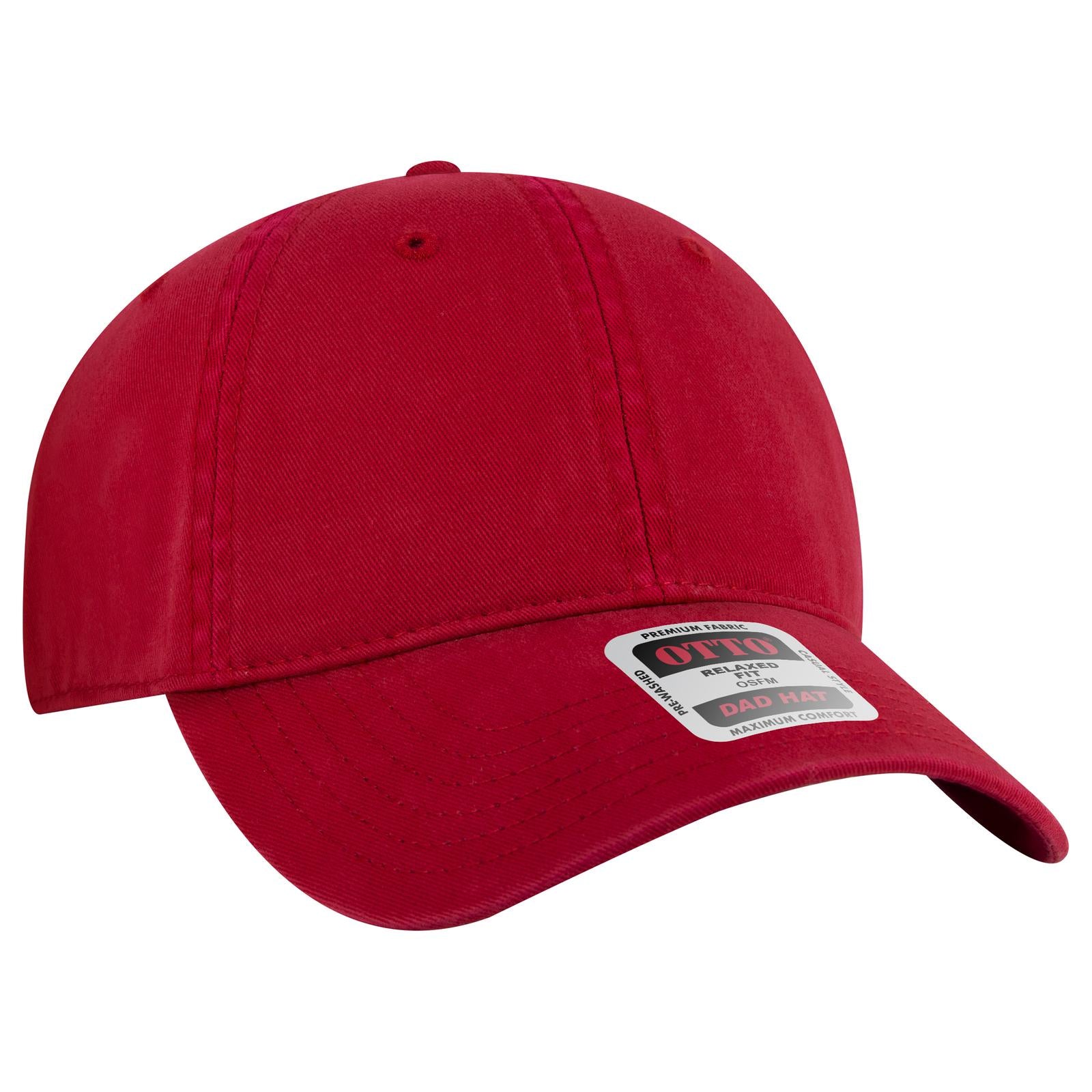 Right View of 002 - Red OTTO CAP 6 Panel Low Profile Dad Hat