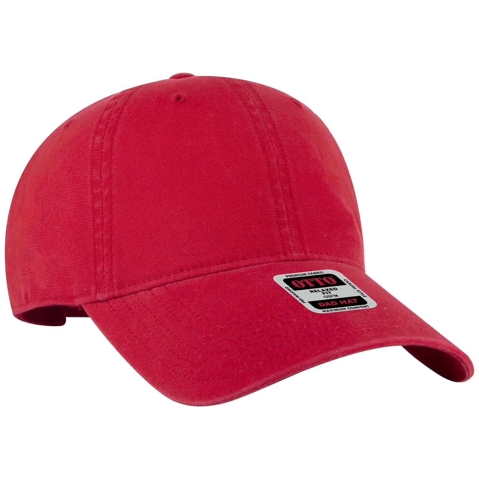Right View of 002 - Red OTTO CAP 6 Panel Low Profile Dad Hat