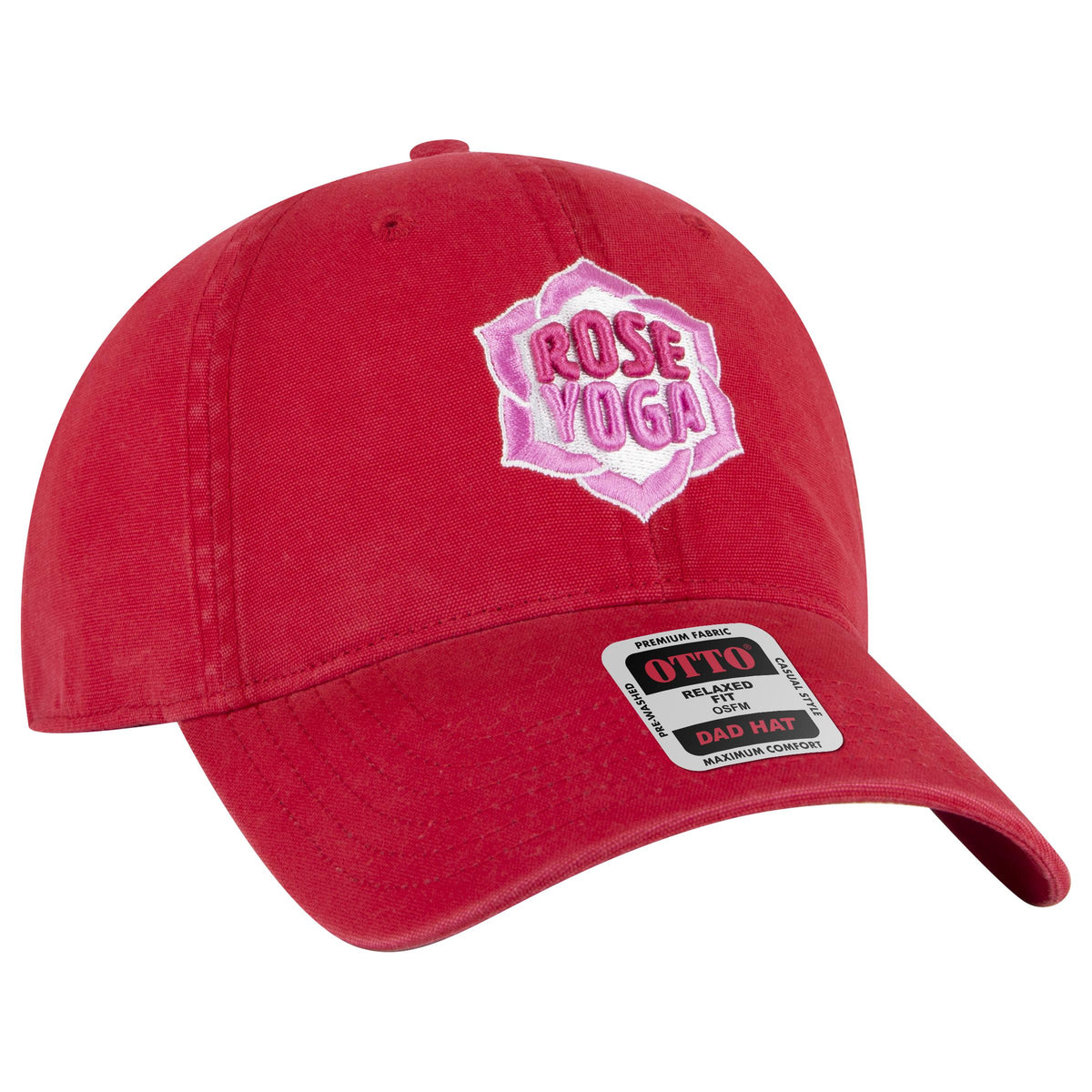 Right View of 002 - Red OTTO CAP 6 Panel Low Profile Dad Hat