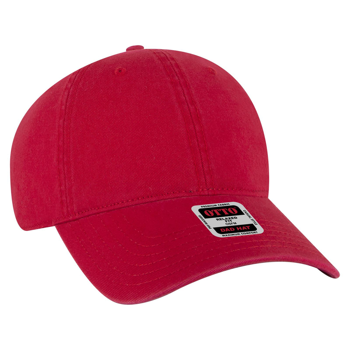 Right View of 002 - Red OTTO CAP 6 Panel Low Profile Dad Hat