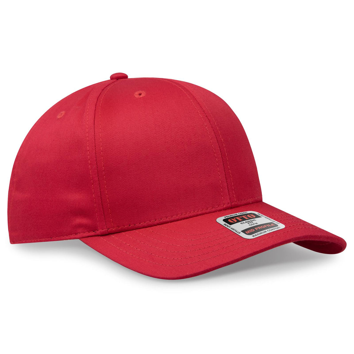 Right View of 002 - Red OTTO CAP 6 Panel Mid Profile Baseball Cap