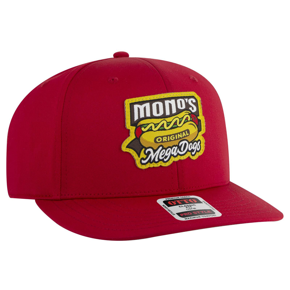 Right View of 002 - Red OTTO CAP 6 Panel Pro Style Baseball Cap
