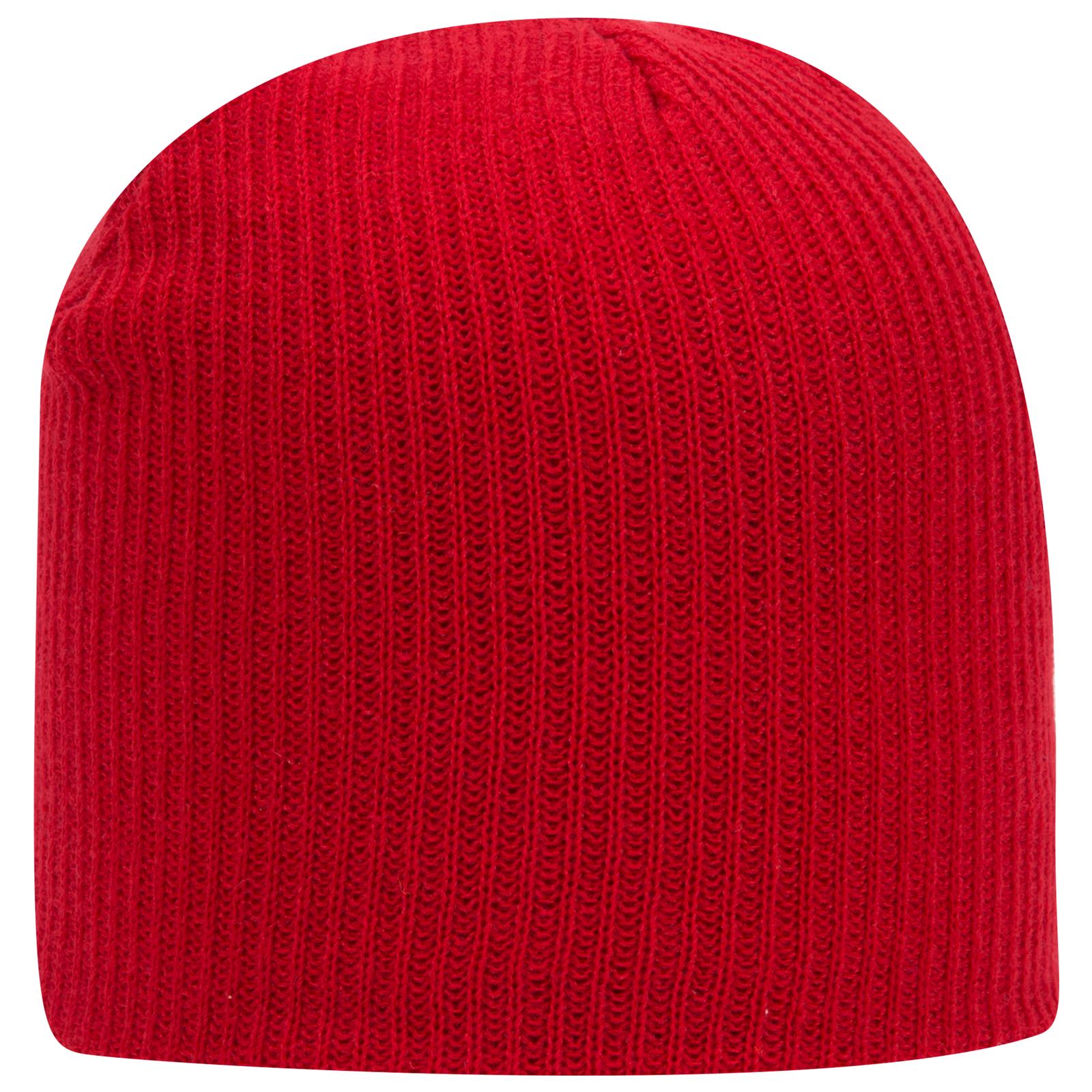 Front View of 002 - Red OTTO CAP 9 1/2" Premium Rib Knit Beanie