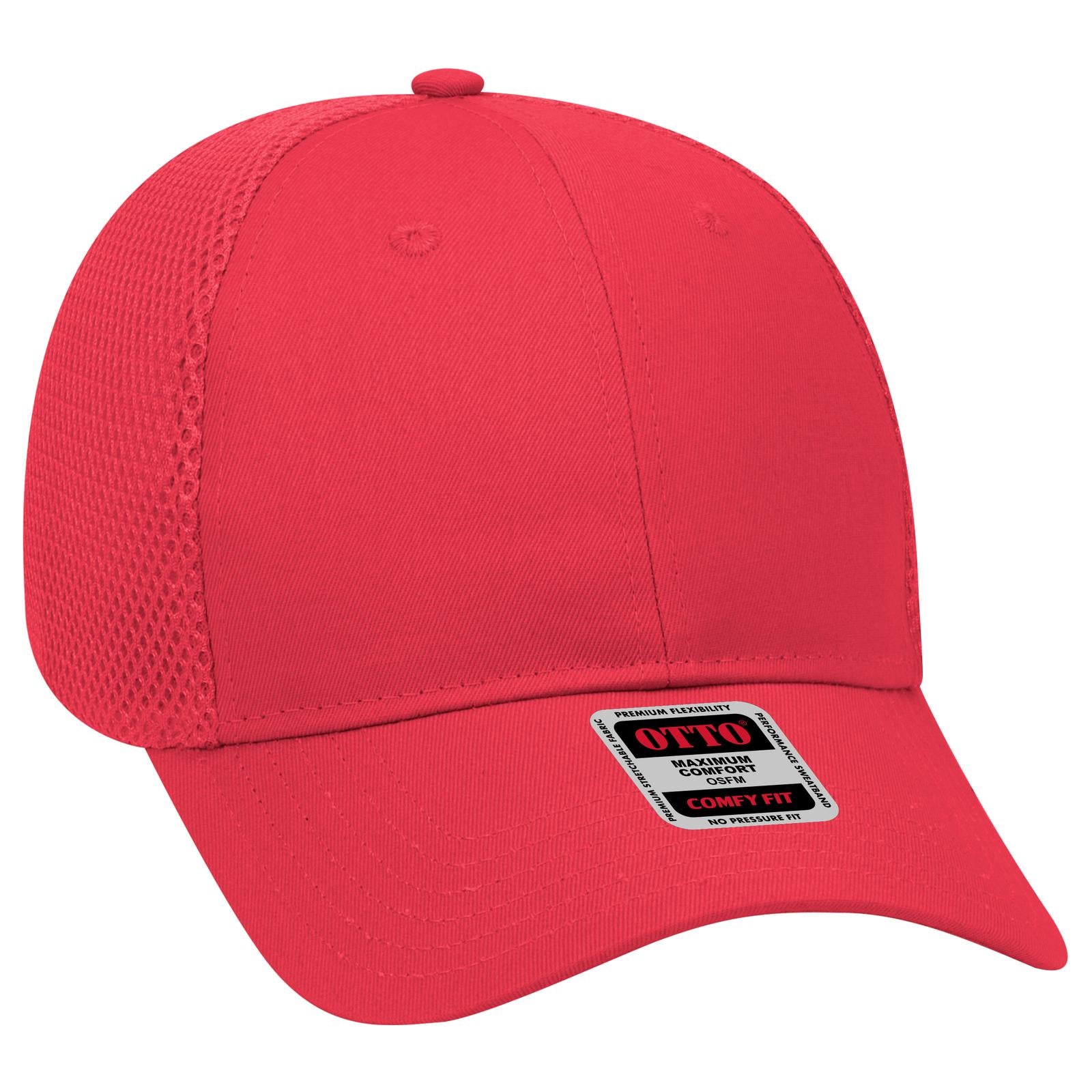 Front View of 002 - Red OTTO CAP "OTTO COMFY FIT" 6 Panel Low Profile Baseball Cap