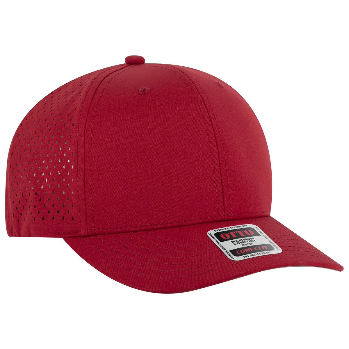 Right View of 002 - Red OTTO CAP "OTTO COMFY FIT" 6 Panel Mid Profile Baseball Cap