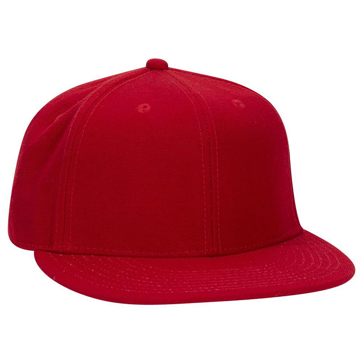 Right View of 002 - Red OTTO CAP "OTTO FIT" 6 Panel Mid Profile Flat Visor Baseball Cap