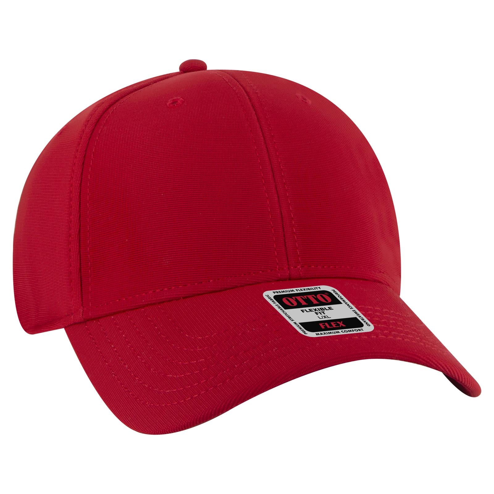 Front View of 002 - Red OTTO CAP "OTTO FLEX" Fitted 6 Panel Low Profile Baseball Cap