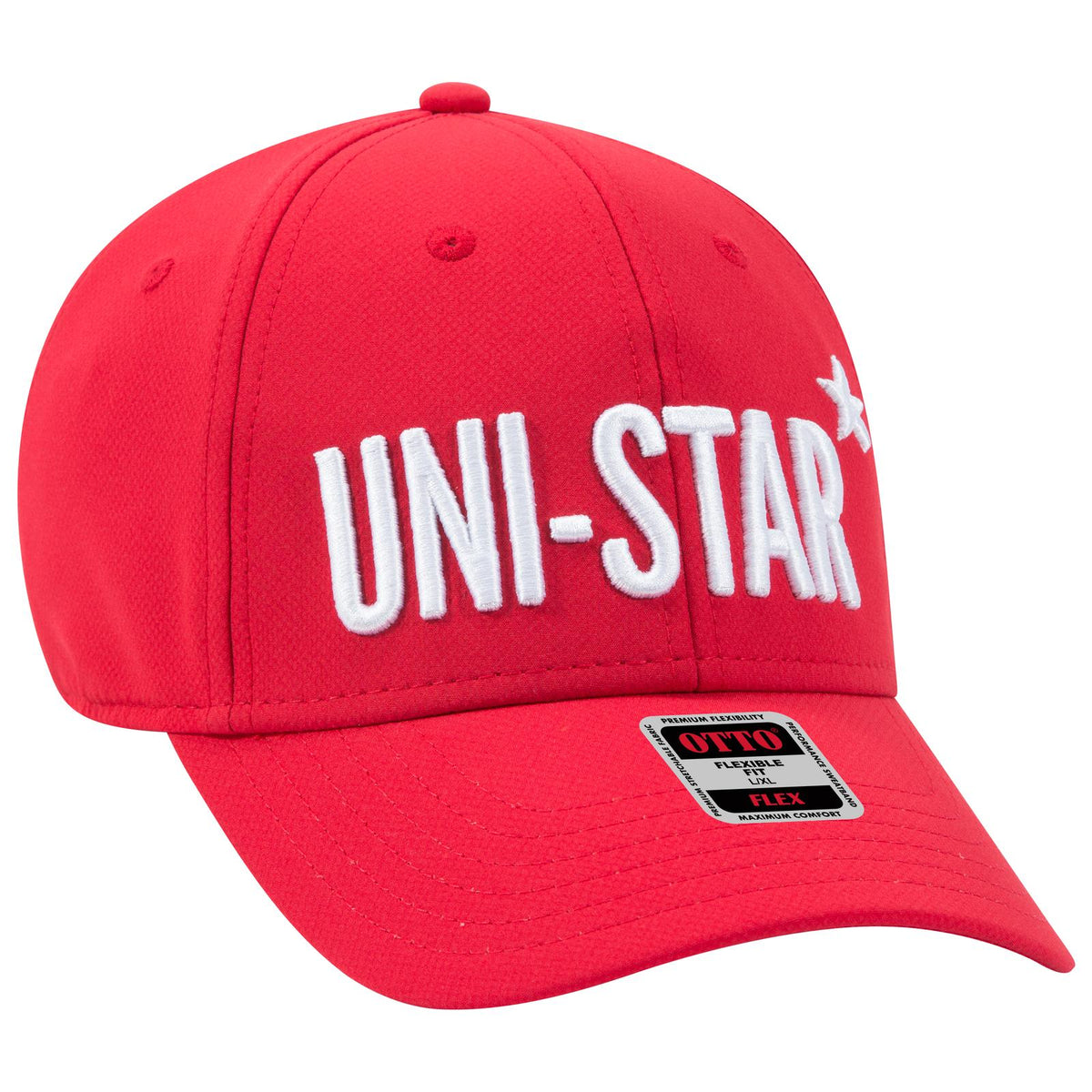 Right View of 002 - Red OTTO CAP "OTTO FLEX" Fitted UPF 50+ 6 Panel Low Profile Baseball Cap