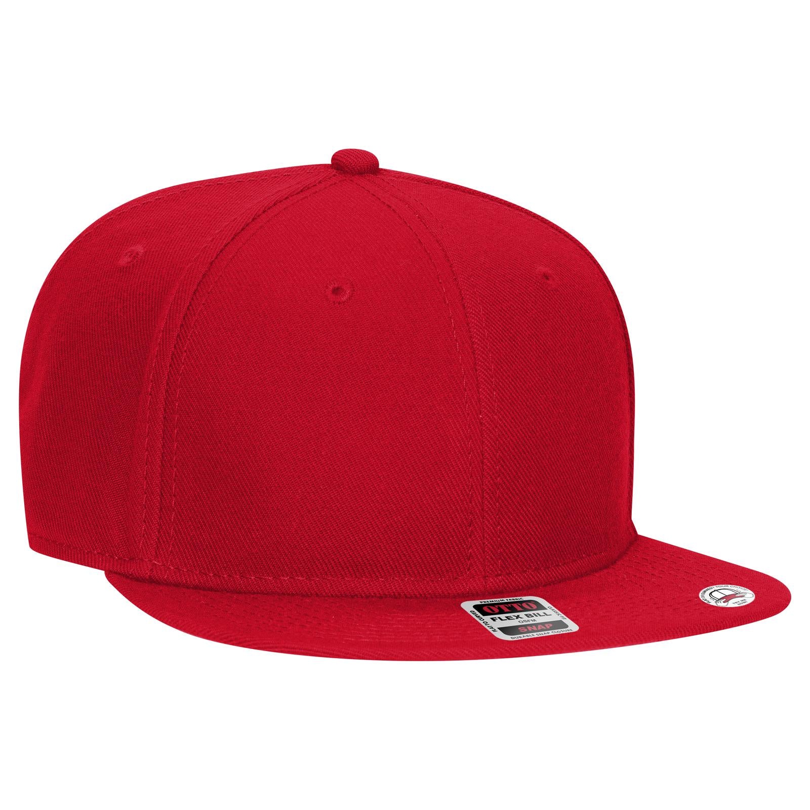 Front View of 002 - Red OTTO CAP "OTTO SNAP" 6 Panel Pro Style Snapback Hat