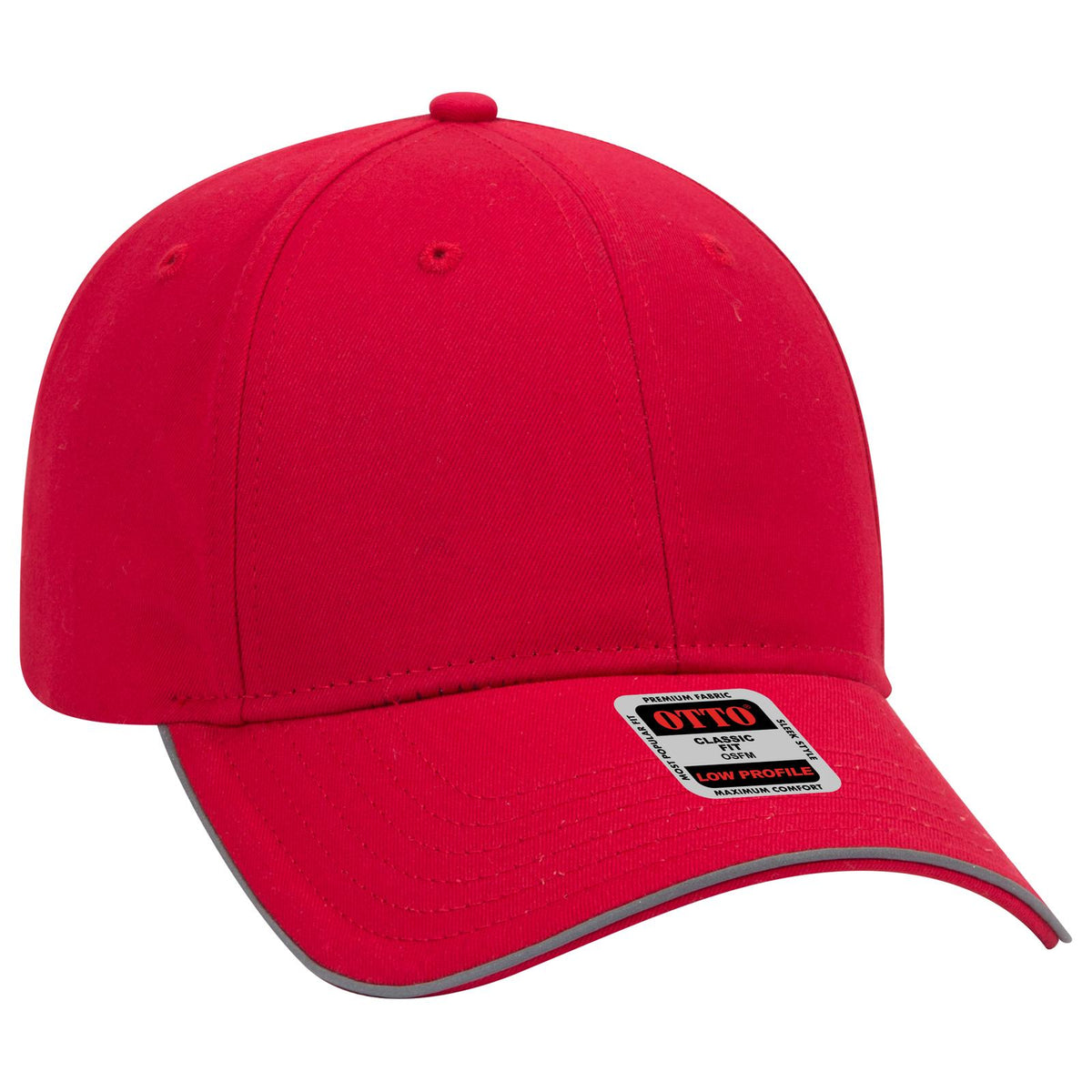 Right View of 002 - Red OTTO CAP Reflective 6 Panel Low Profile Baseball Cap