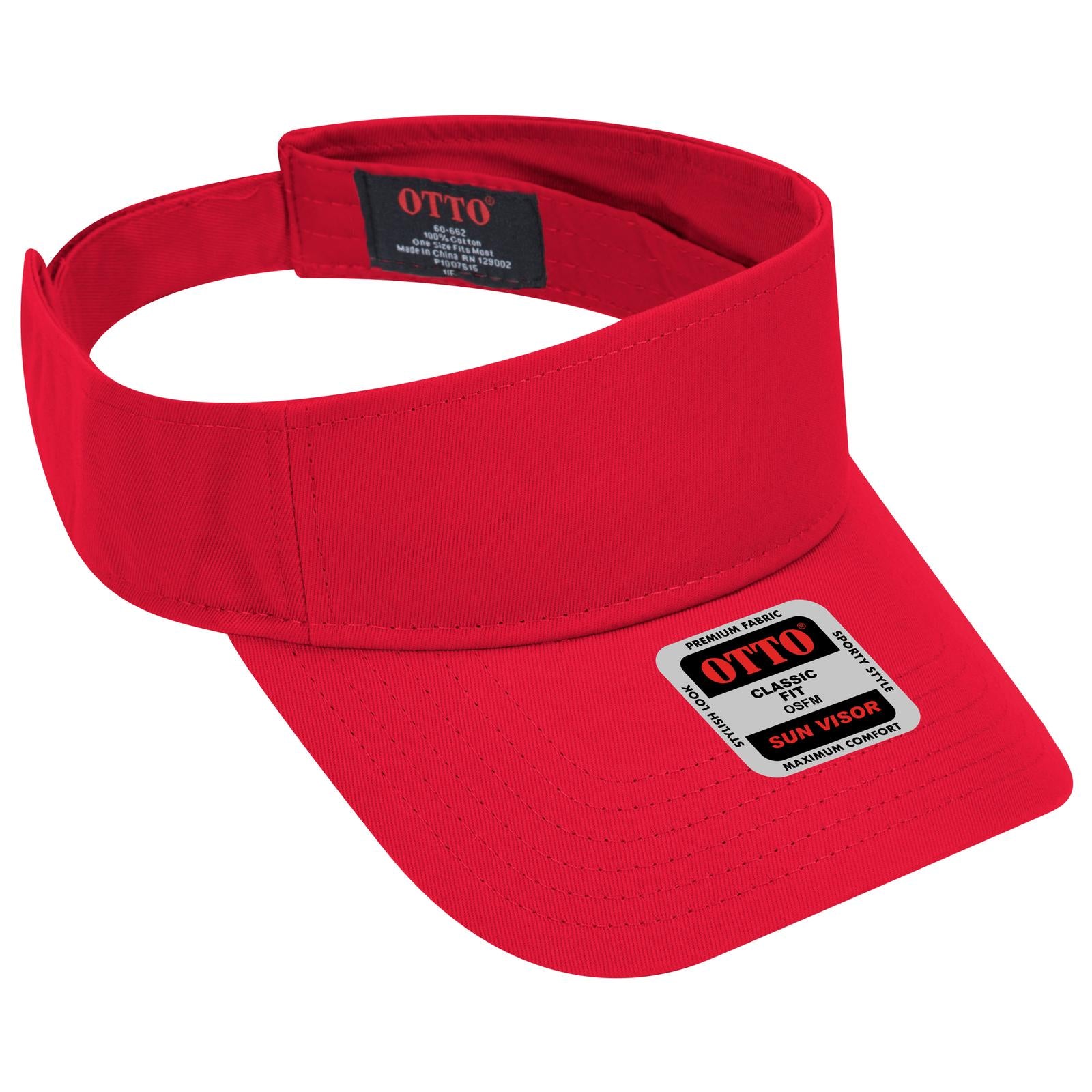 Front View of 002 - Red OTTO CAP Sun Visor