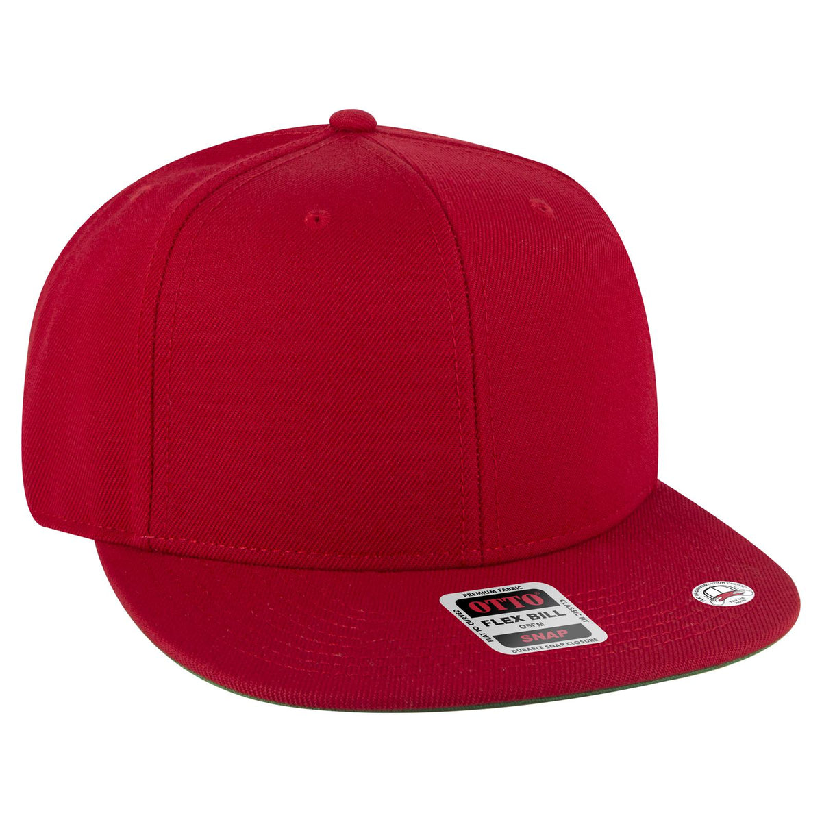 Right View of 002A - Red OTTO CAP "OTTO SNAP" 6 Panel Pro Style Snapback Hat