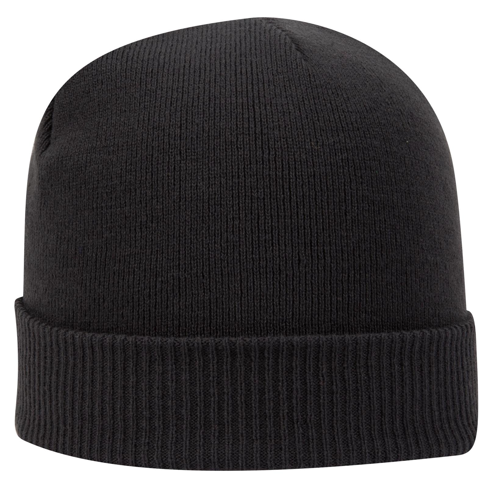 Front View of 003 - Black OTTO CAP 12" Classic Knit Beanie w/ Rib Knit Cuff