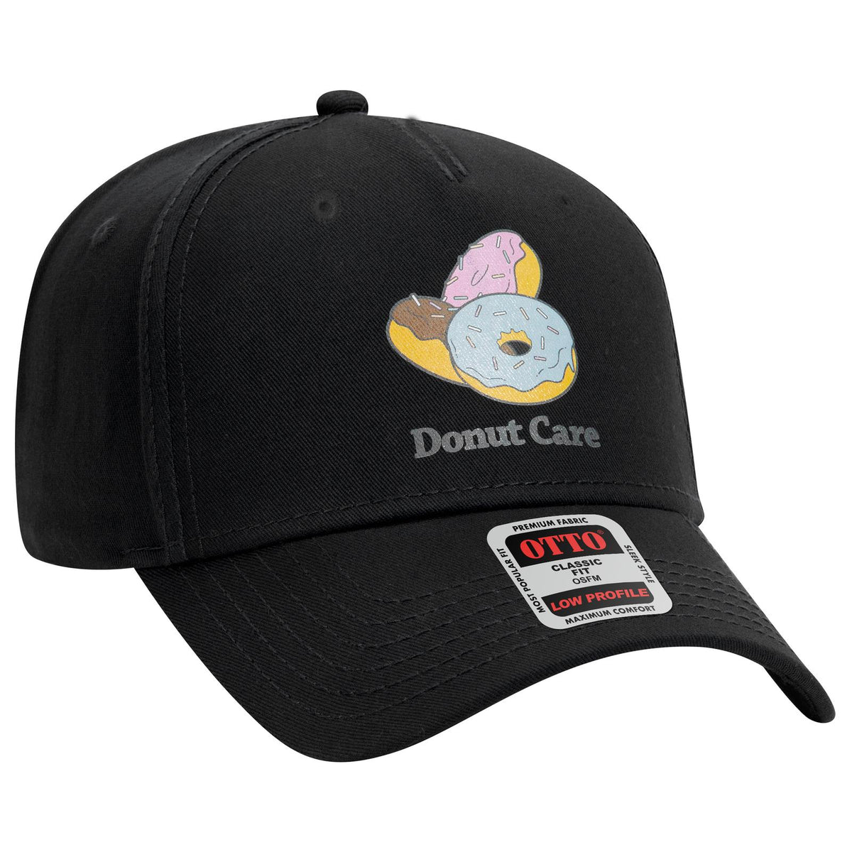 Right View of 003 - Black OTTO CAP 5 Panel Low Profile Baseball Cap