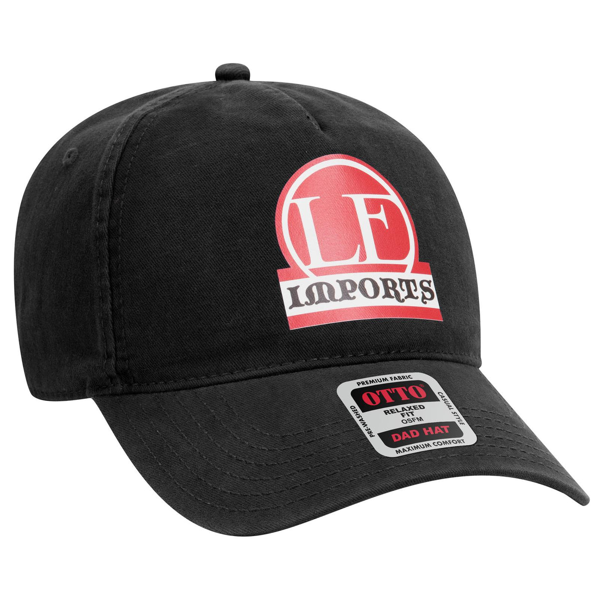 Right View of 003 - Black OTTO CAP 5 Panel Low Profile Dad Hat