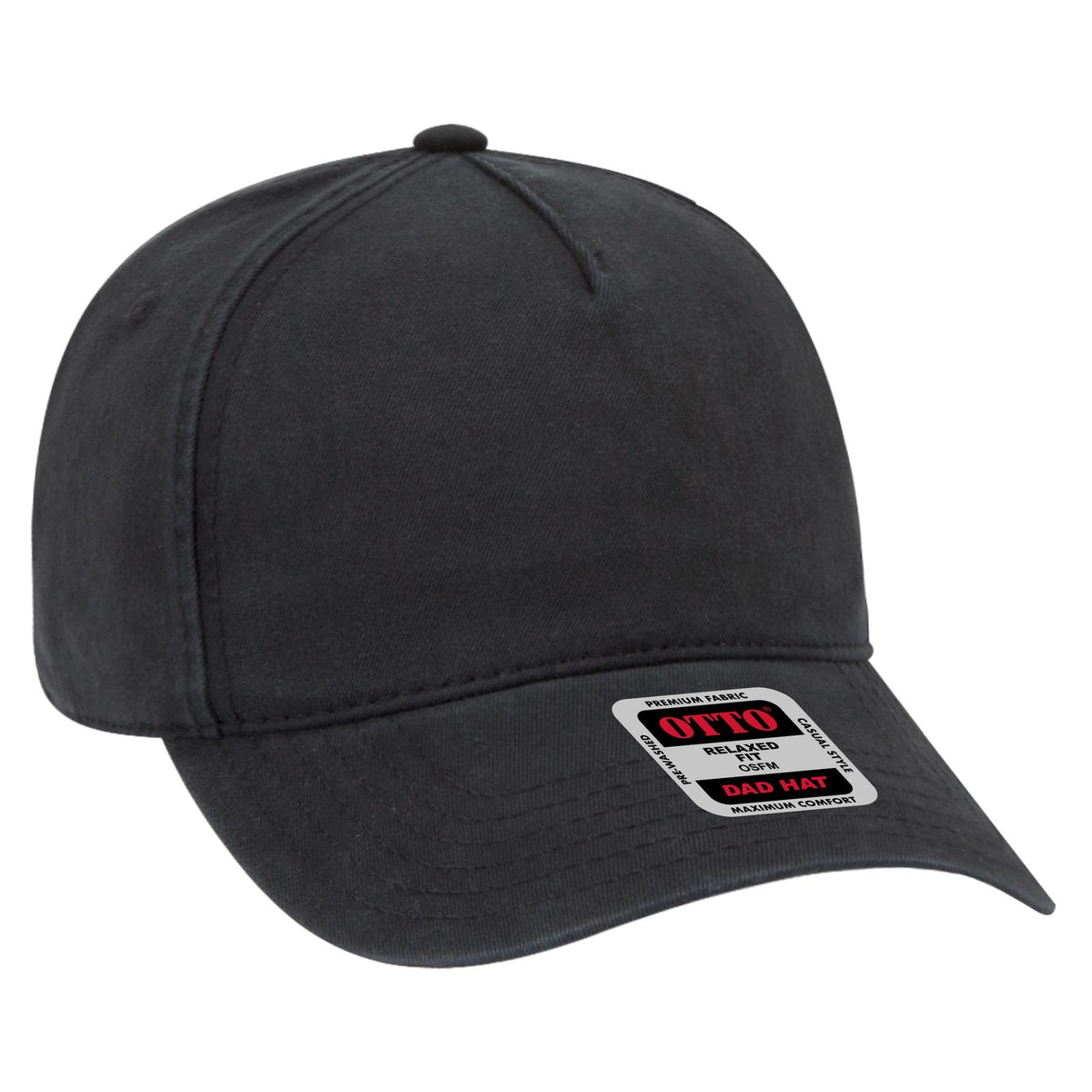 Right View of 003 - Black OTTO CAP 5 Panel Low Profile Dad Hat