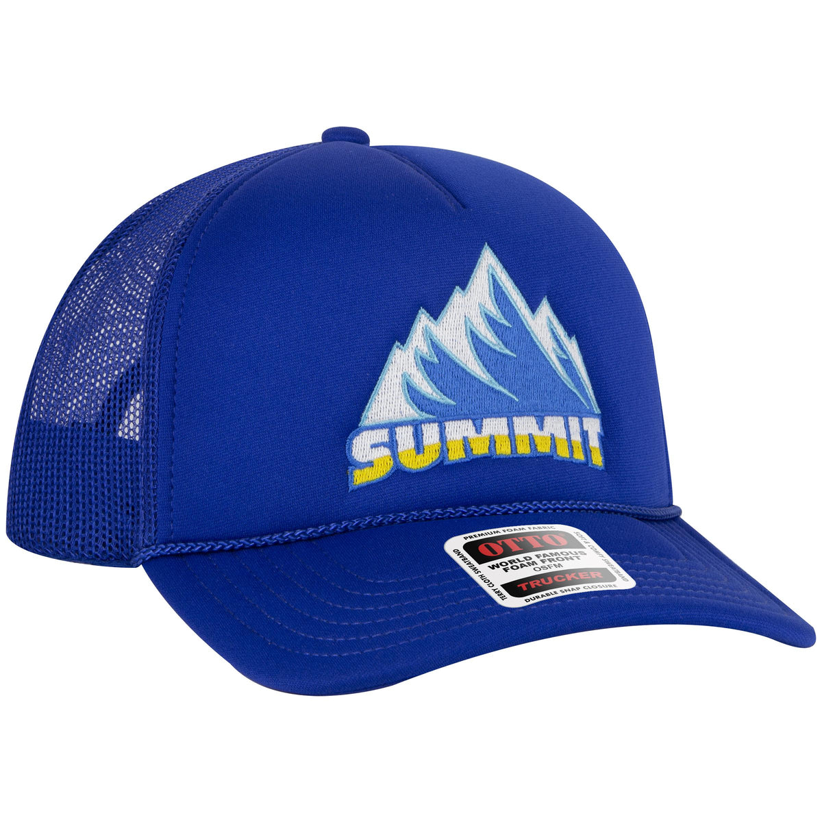 Right View of 003 - Black OTTO CAP 5 Panel Low Profile Mesh Back Trucker Hat