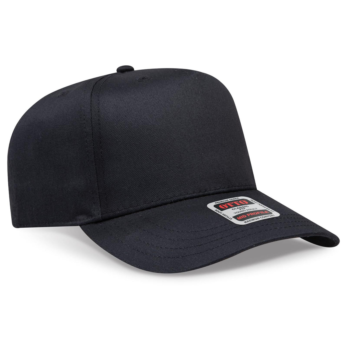 Right View of 003 - Black OTTO CAP 5 Panel Mid Profile Baseball Cap
