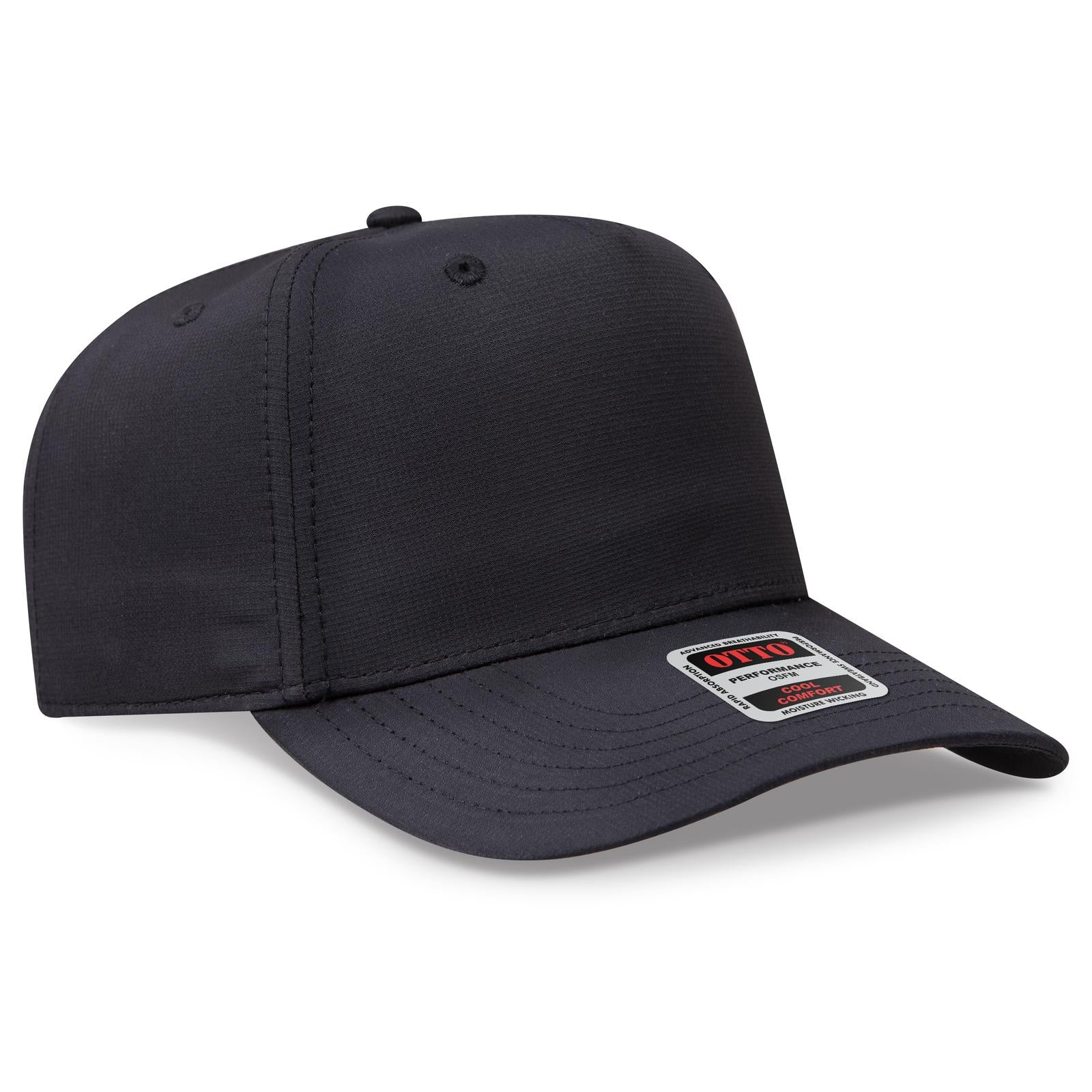 Right View of 003 - Black OTTO CAP 5 Panel Mid Profile Baseball Cap