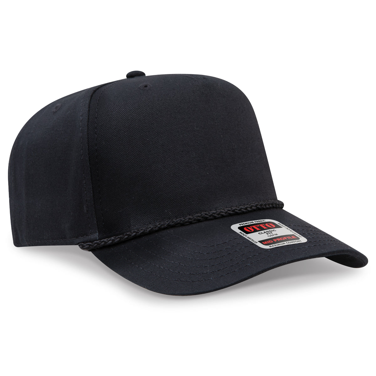 Right View of 003 - Black OTTO CAP 5 Panel Mid Profile Baseball Cap