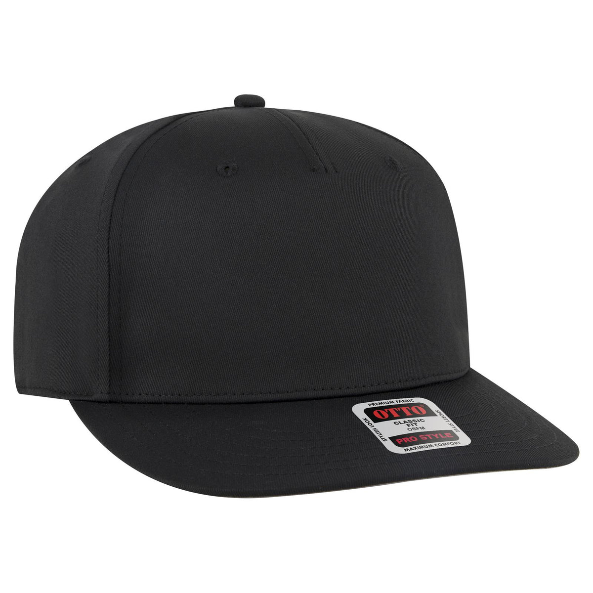 Right View of 003 - Black OTTO CAP 5 Panel Pro Style Baseball Cap