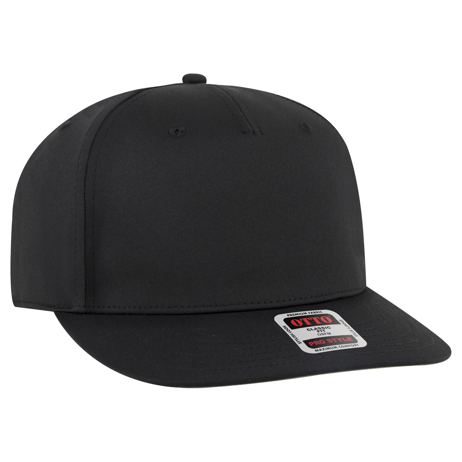 Right View of 003 - Black OTTO CAP 5 Panel Pro Style Baseball Cap