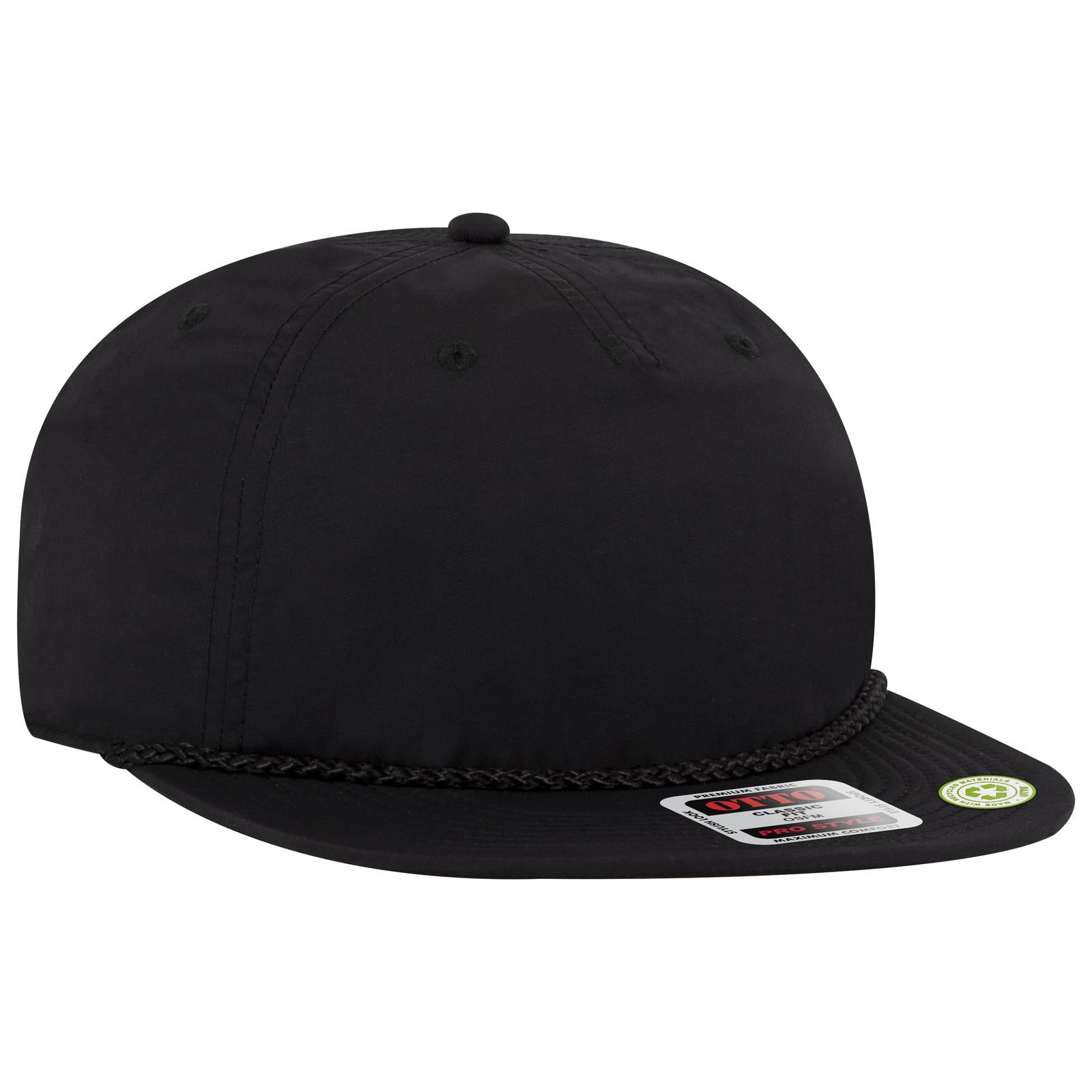 Right View of 003 - Black OTTO CAP 5 Panel Pro Style Baseball Cap