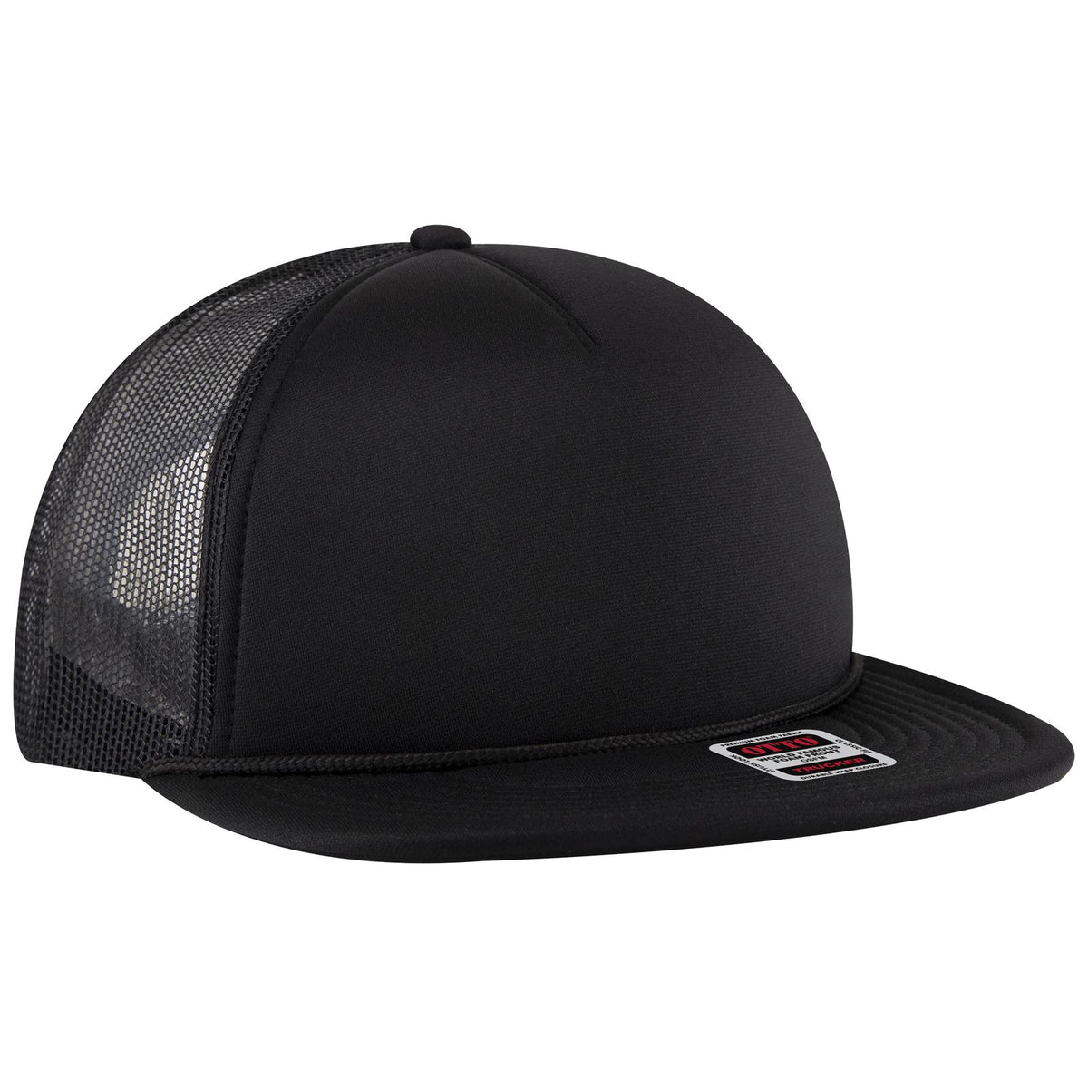 Right View of 003 - Black OTTO CAP 5 Panel Pro Style Mesh Back Trucker Hat