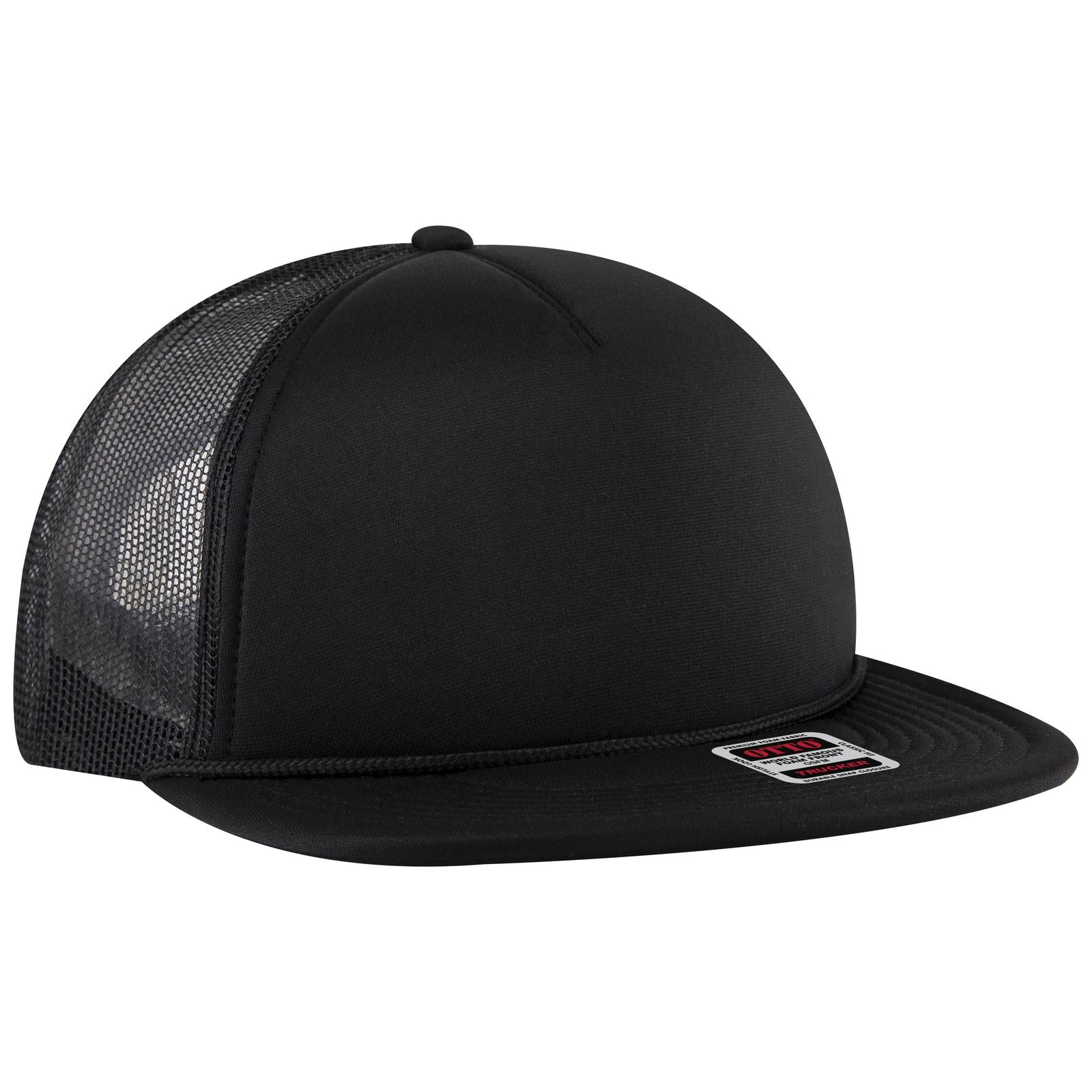 Right View of 003 - Black OTTO CAP 5 Panel Pro Style Mesh Back Trucker Hat