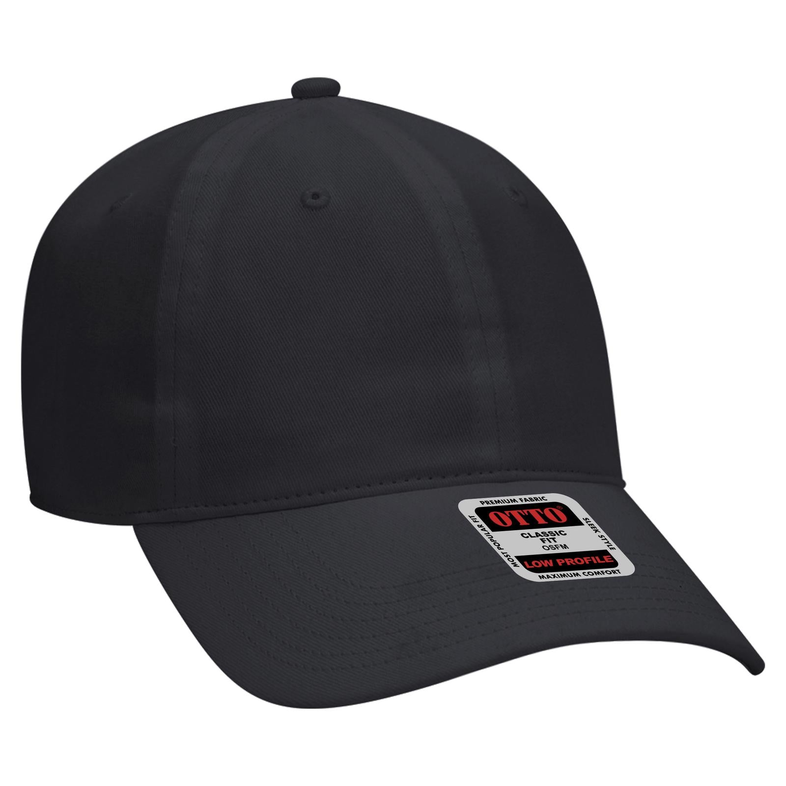 Front View of 003 - Black OTTO CAP 6 Panel Low Profile Baseball Cap