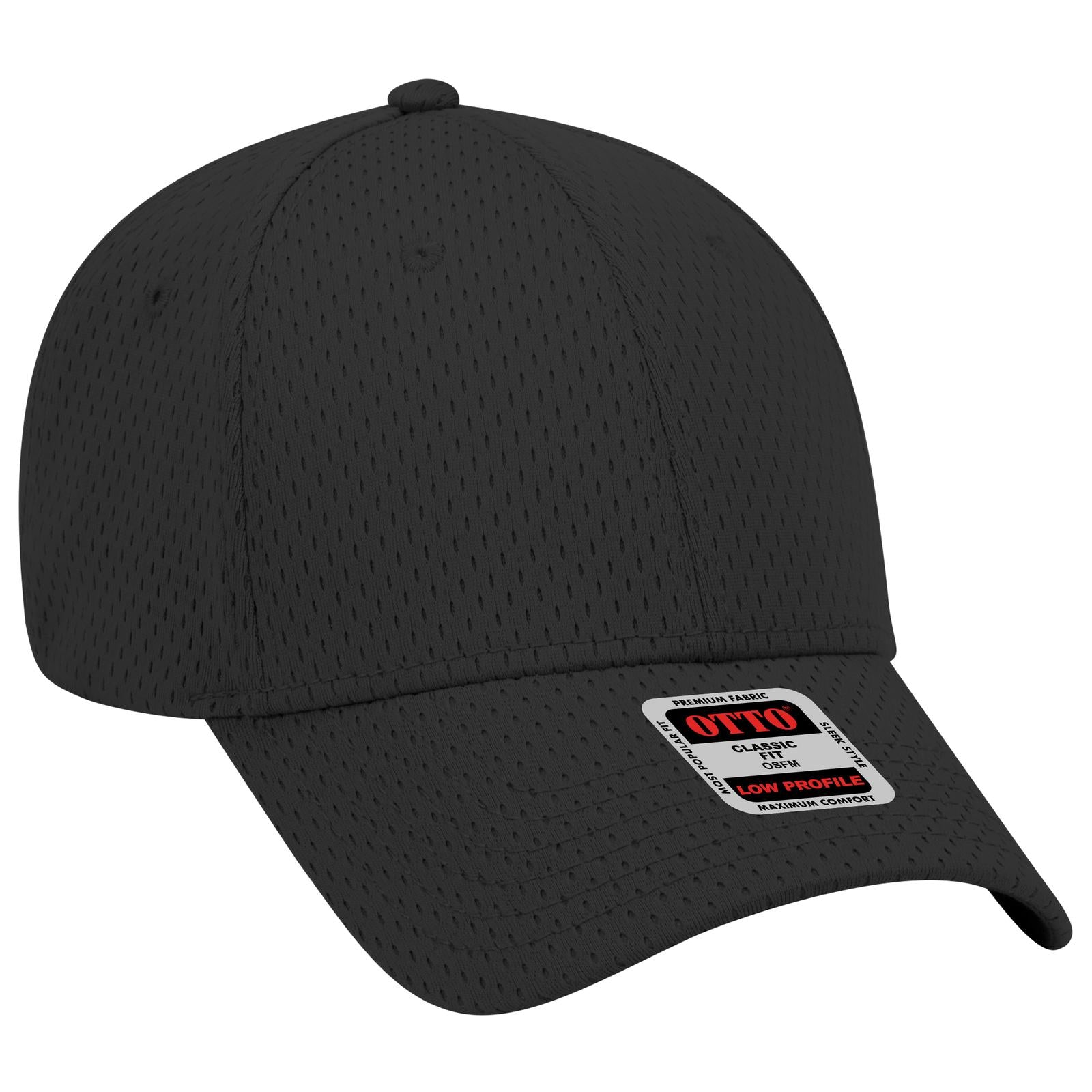Front View of 003 - Black OTTO CAP 6 Panel Low Profile Baseball Cap
