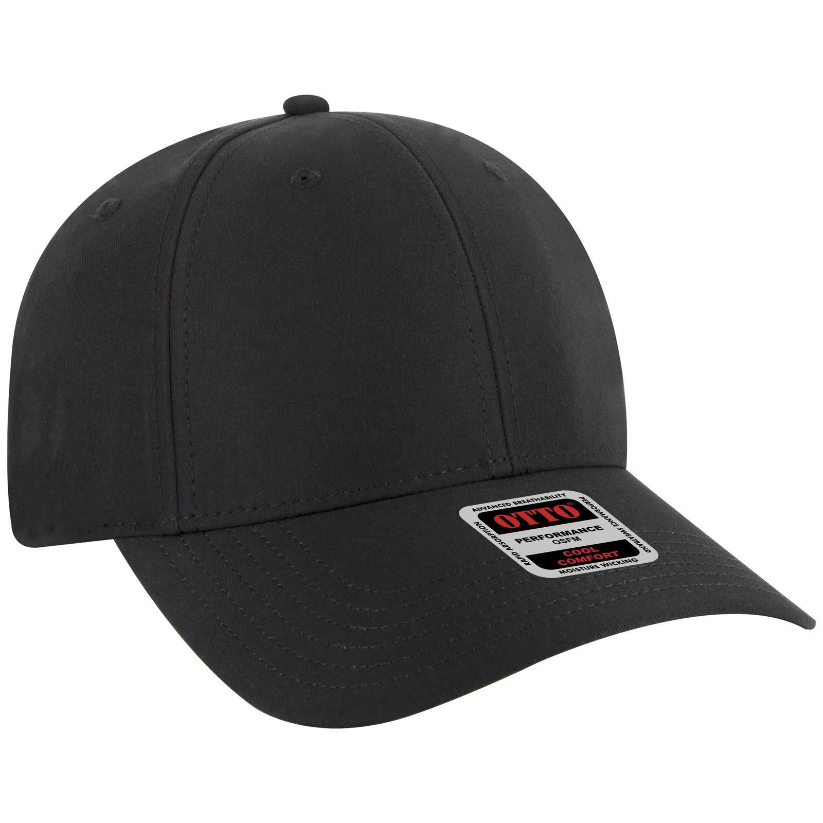 Front View of 003 - Black OTTO CAP 6 Panel Low Profile Baseball Cap