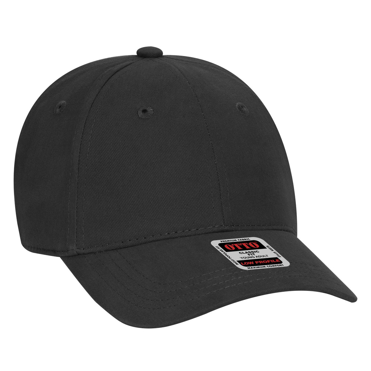 Right View of 003 - Black OTTO CAP 6 Panel Low Profile Baseball Cap