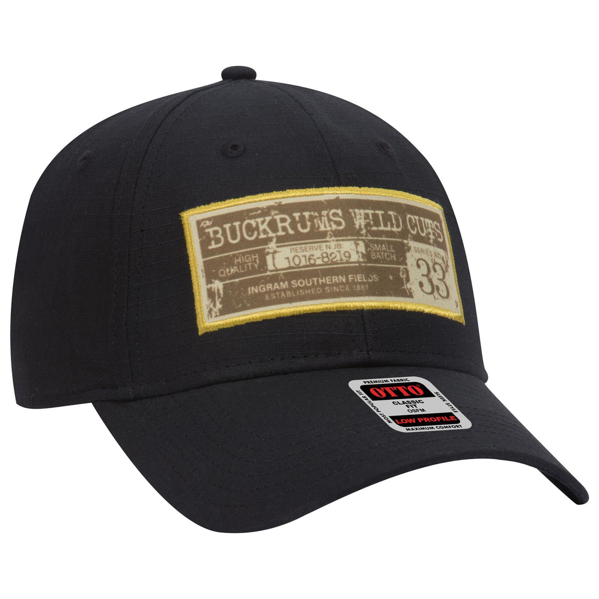 Right View of 003 - Black OTTO CAP 6 Panel Low Profile Baseball Cap